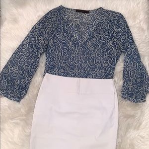Classy blue and white blouse from The Limited